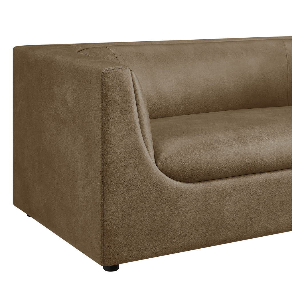 Hilda 67" Curved Back Vegan Leather Loveseat - Mushroom