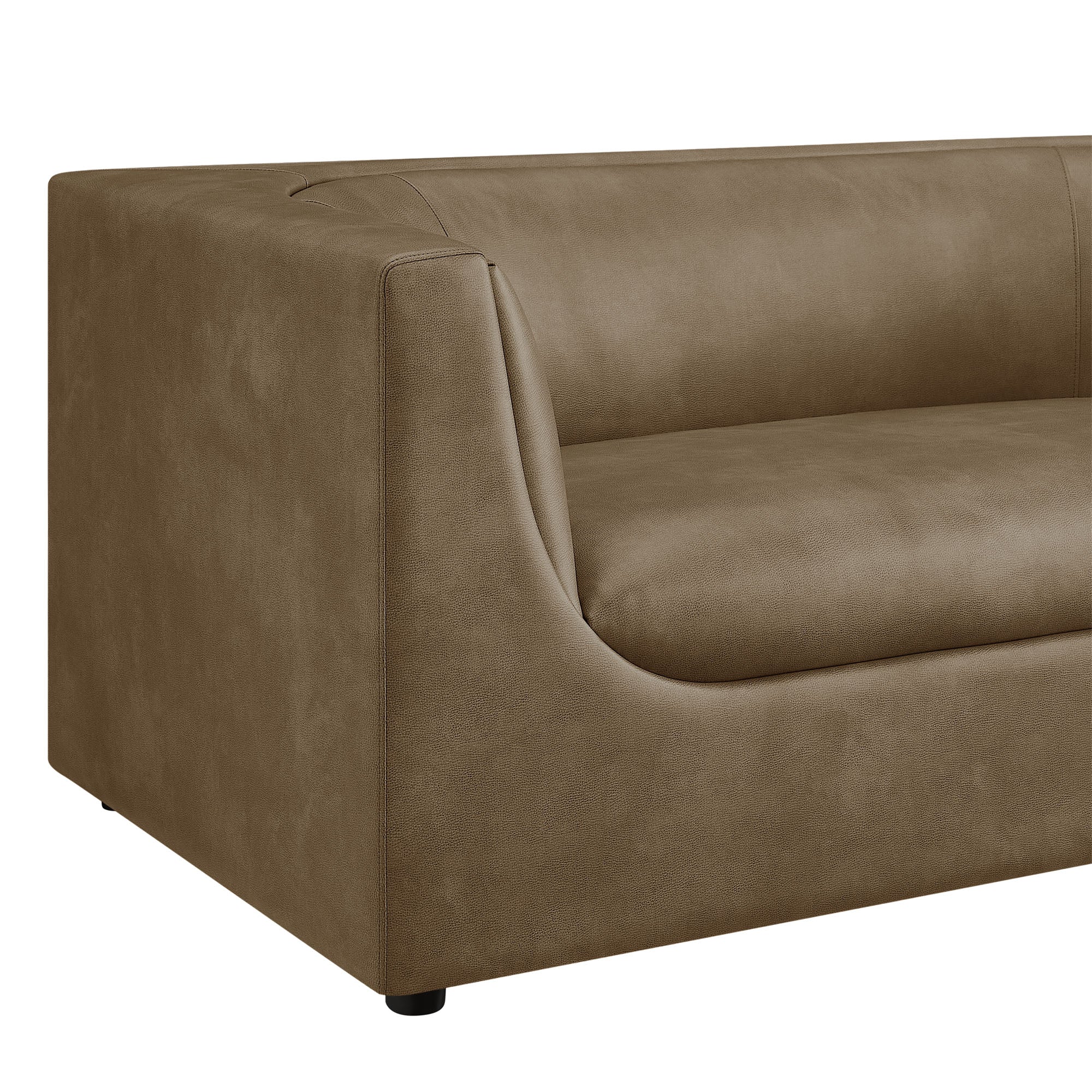Hilda 67" Curved Back Vegan Leather Loveseat - Mushroom
