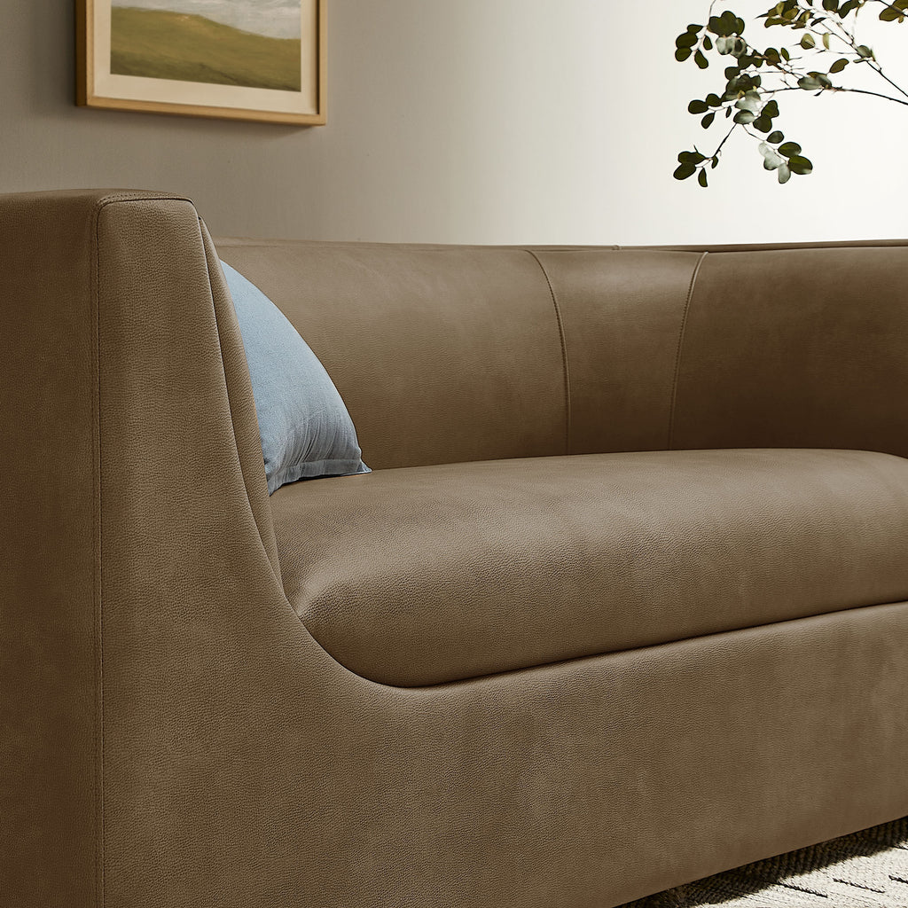 Hilda 67" Curved Back Vegan Leather Loveseat - Mushroom