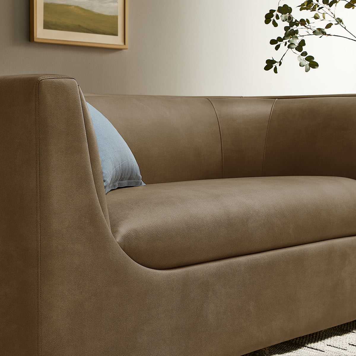 Hilda 67" Curved Back Vegan Leather Loveseat - Mushroom