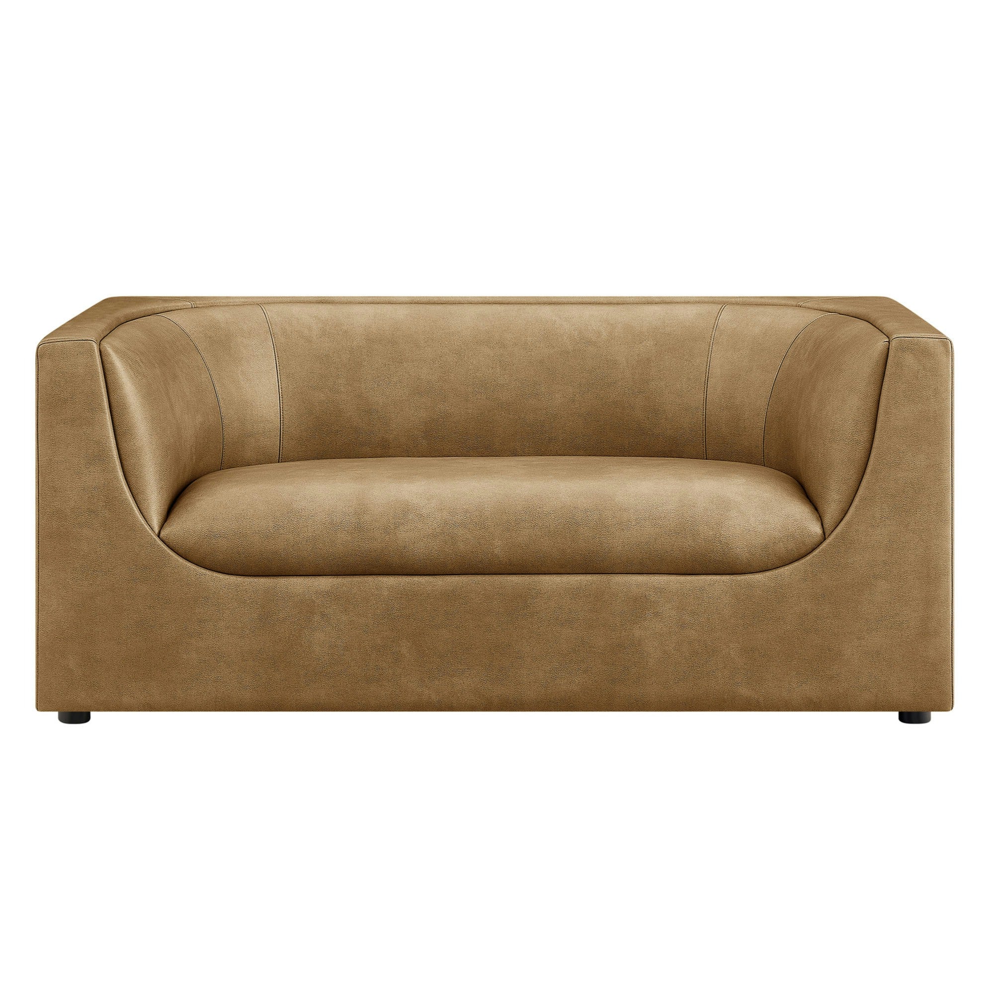 Hilda 67" Curved Back Vegan Leather Loveseat - Toast
