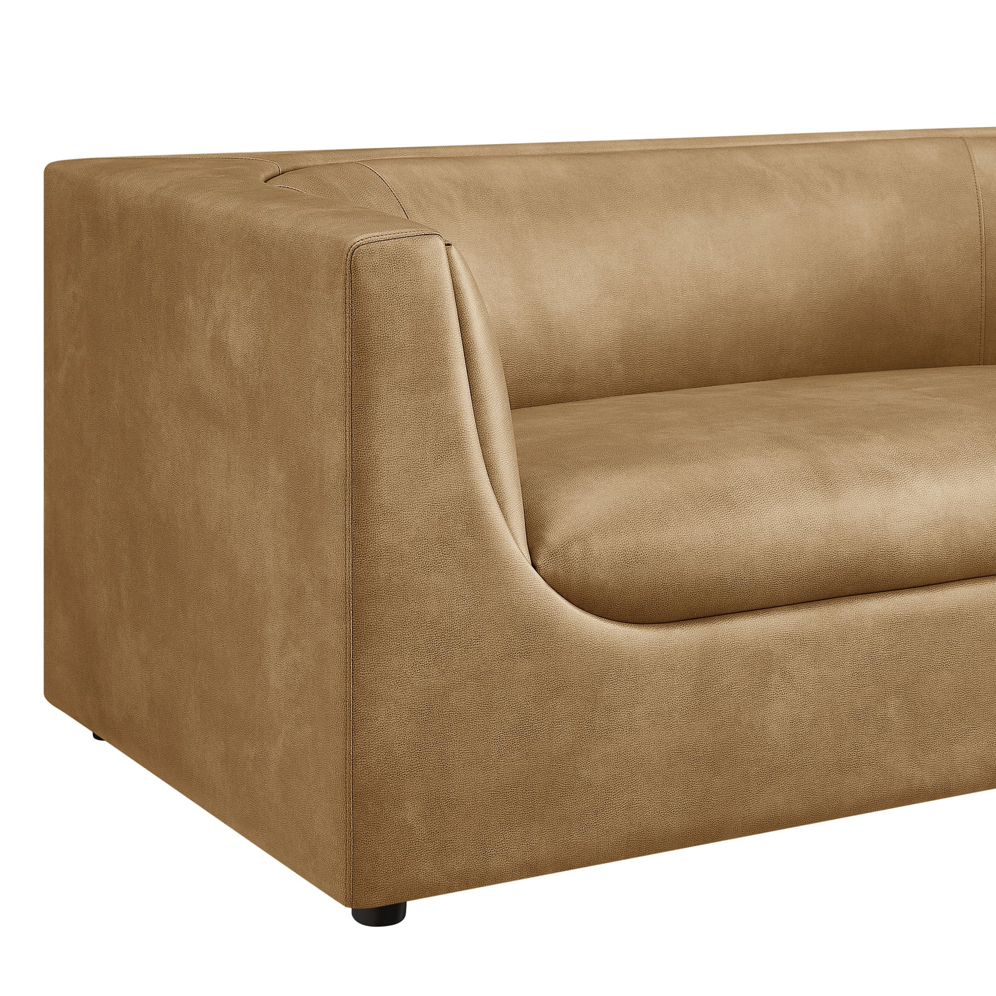 Hilda 67" Curved Back Vegan Leather Loveseat - Toast