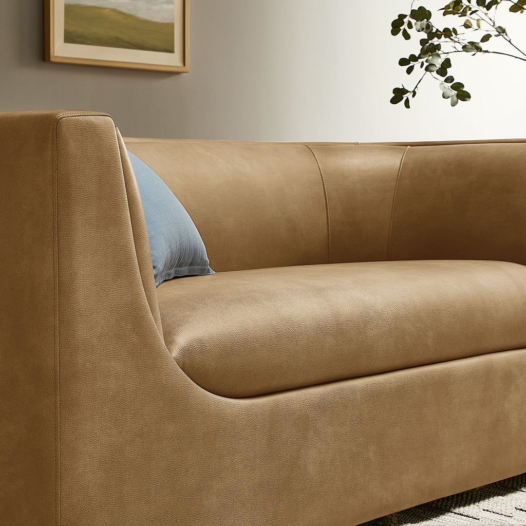 Hilda 67" Curved Back Vegan Leather Loveseat - Toast