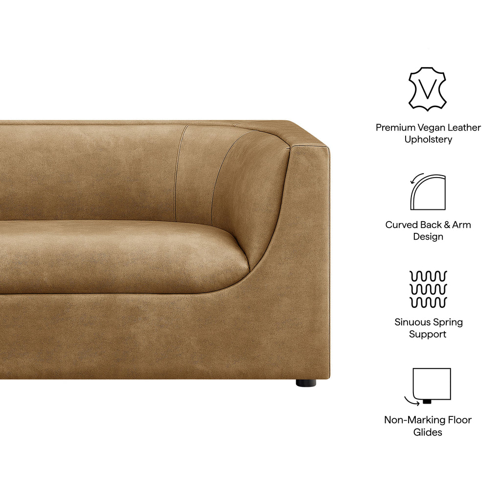 Hilda 67" Curved Back Vegan Leather Loveseat - Toast
