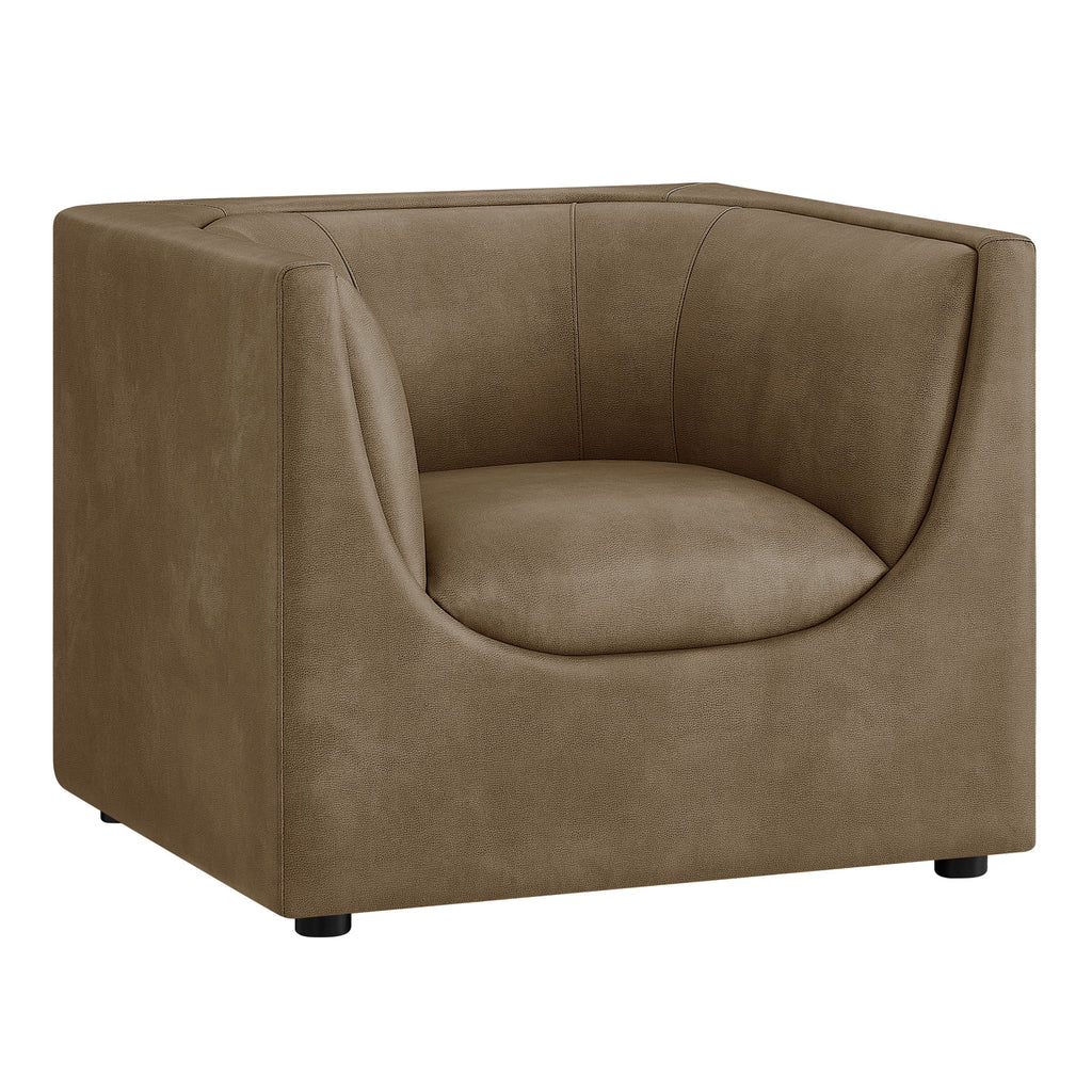 Hilda Curved Back Vegan Leather Armchair - Mushroom