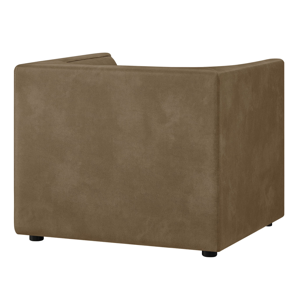 Hilda Curved Back Vegan Leather Armchair - Mushroom