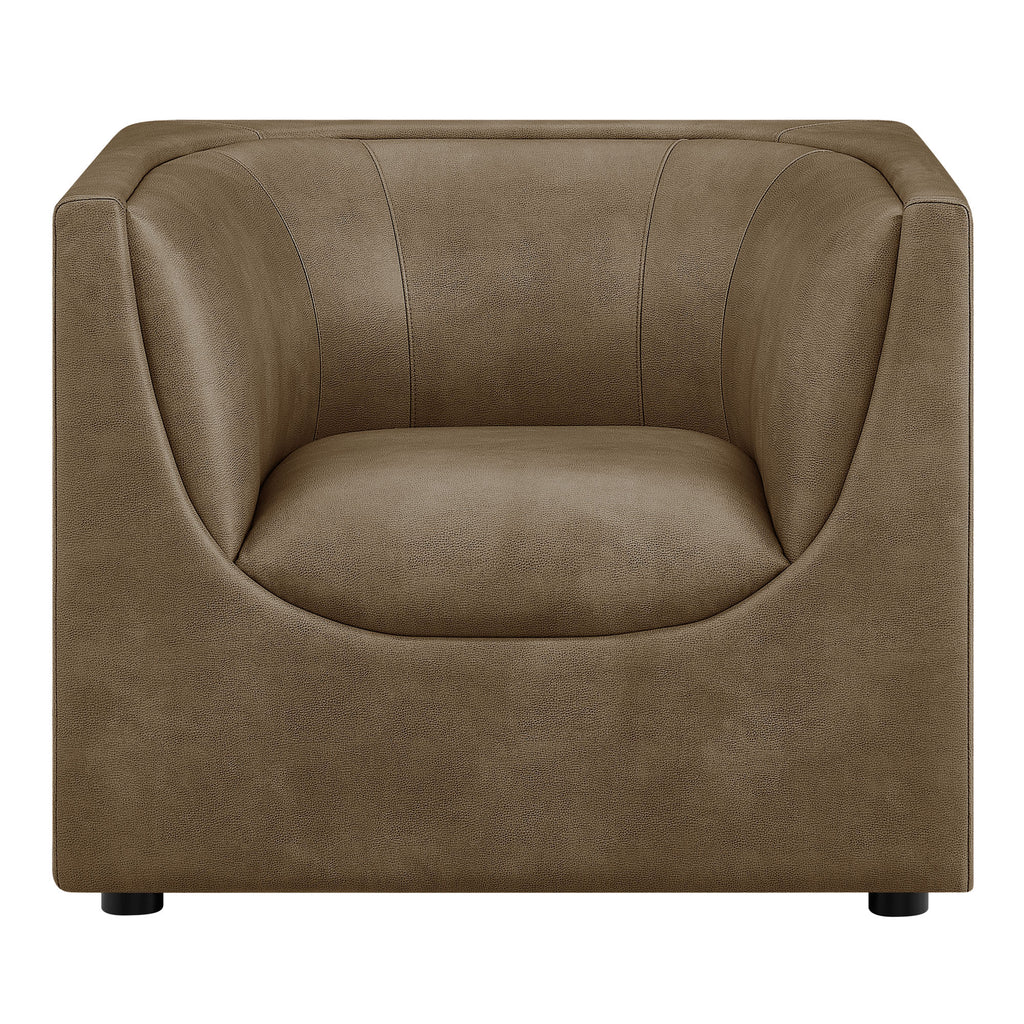 Hilda Curved Back Vegan Leather Armchair - Mushroom