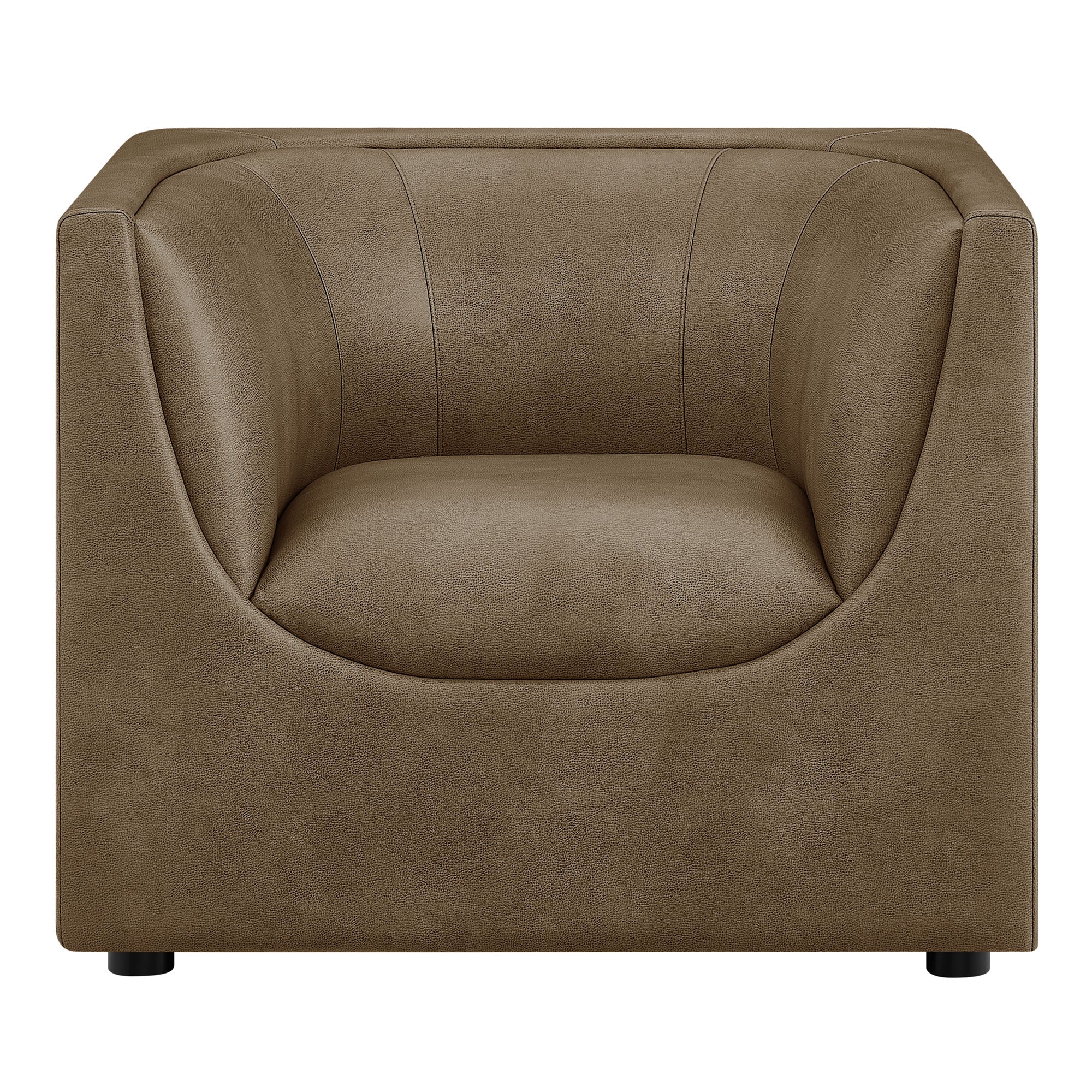 Hilda Curved Back Vegan Leather Armchair - Mushroom