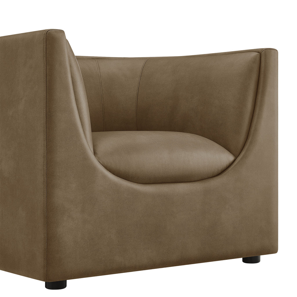 Hilda Curved Back Vegan Leather Armchair - Mushroom