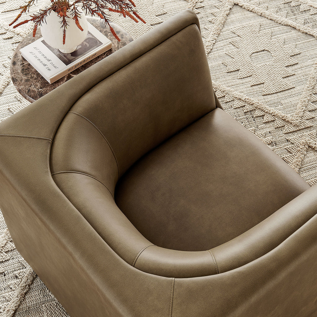 Hilda Curved Back Vegan Leather Armchair - Mushroom