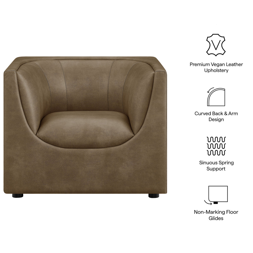 Hilda Curved Back Vegan Leather Armchair - Mushroom