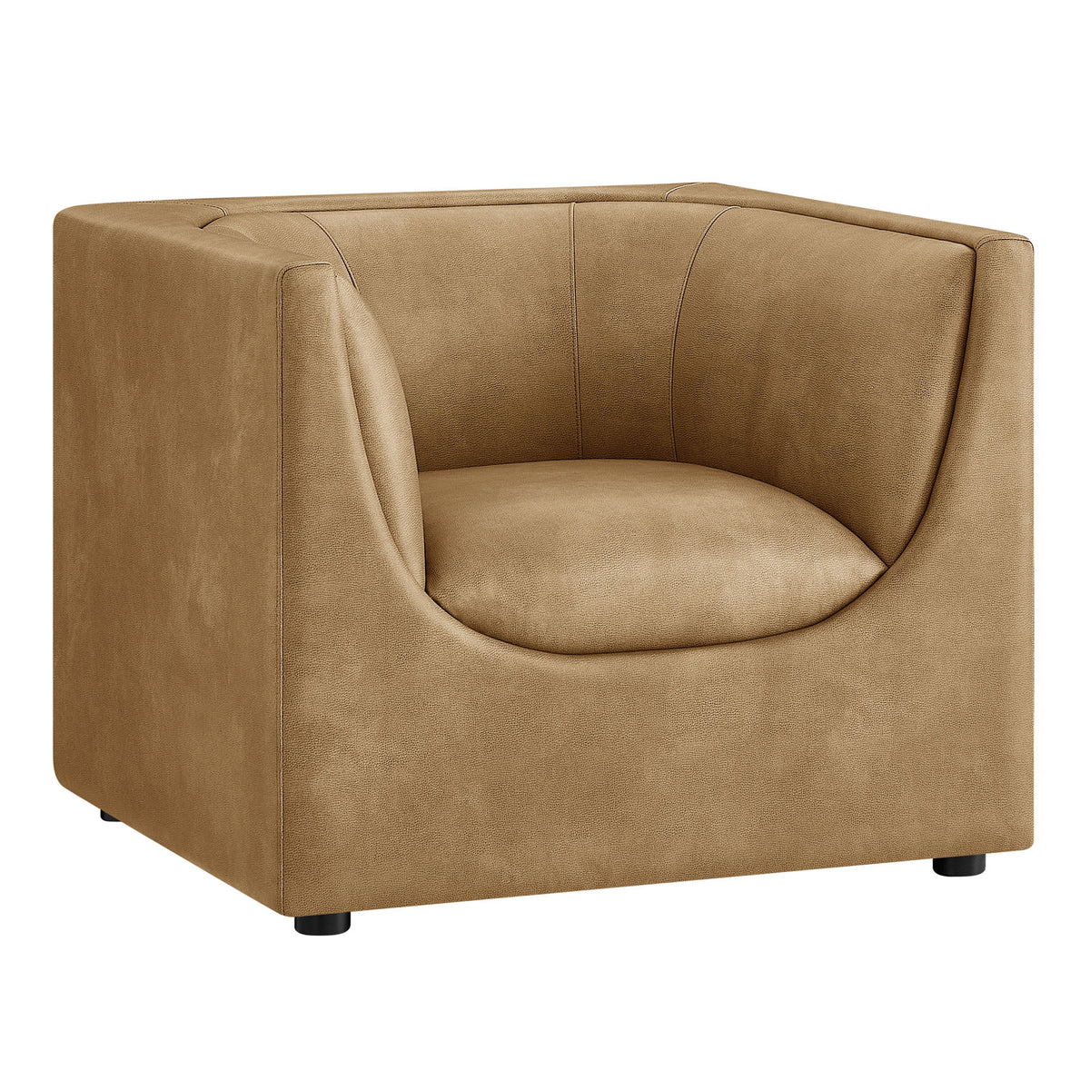 Hilda Curved Back Vegan Leather Armchair - Toast