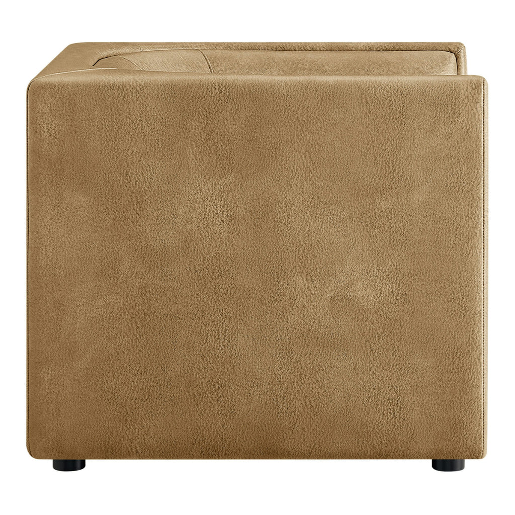 Hilda Curved Back Vegan Leather Armchair - Toast