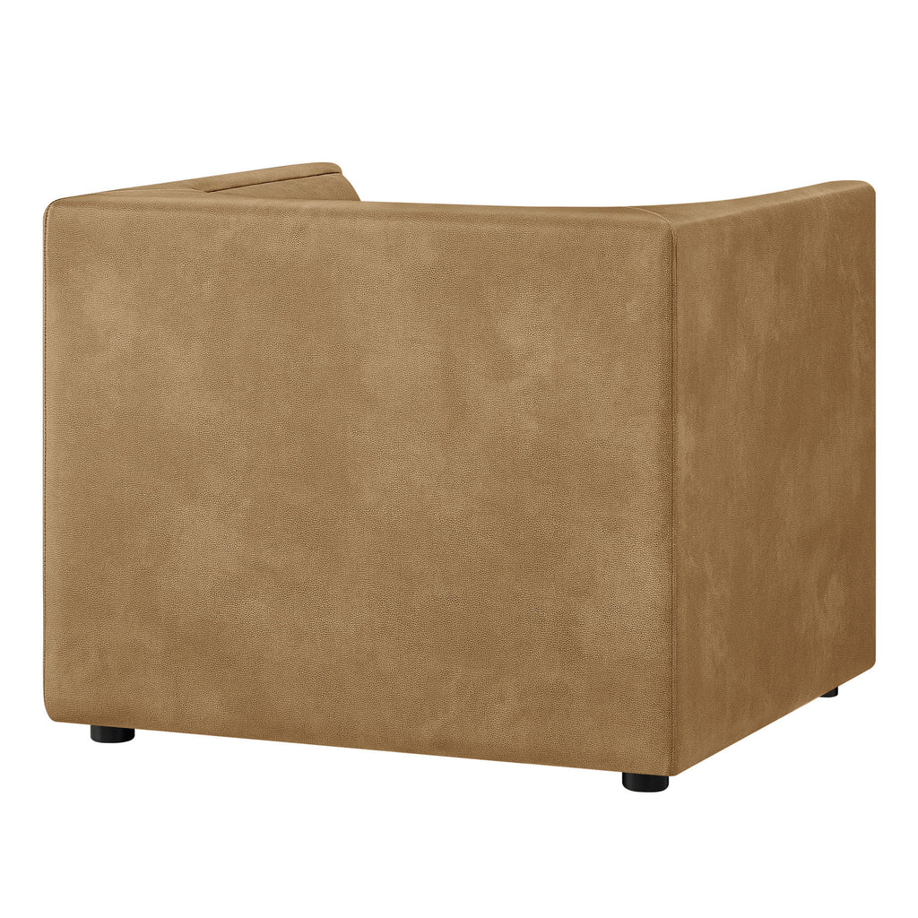 Hilda Curved Back Vegan Leather Armchair - Toast