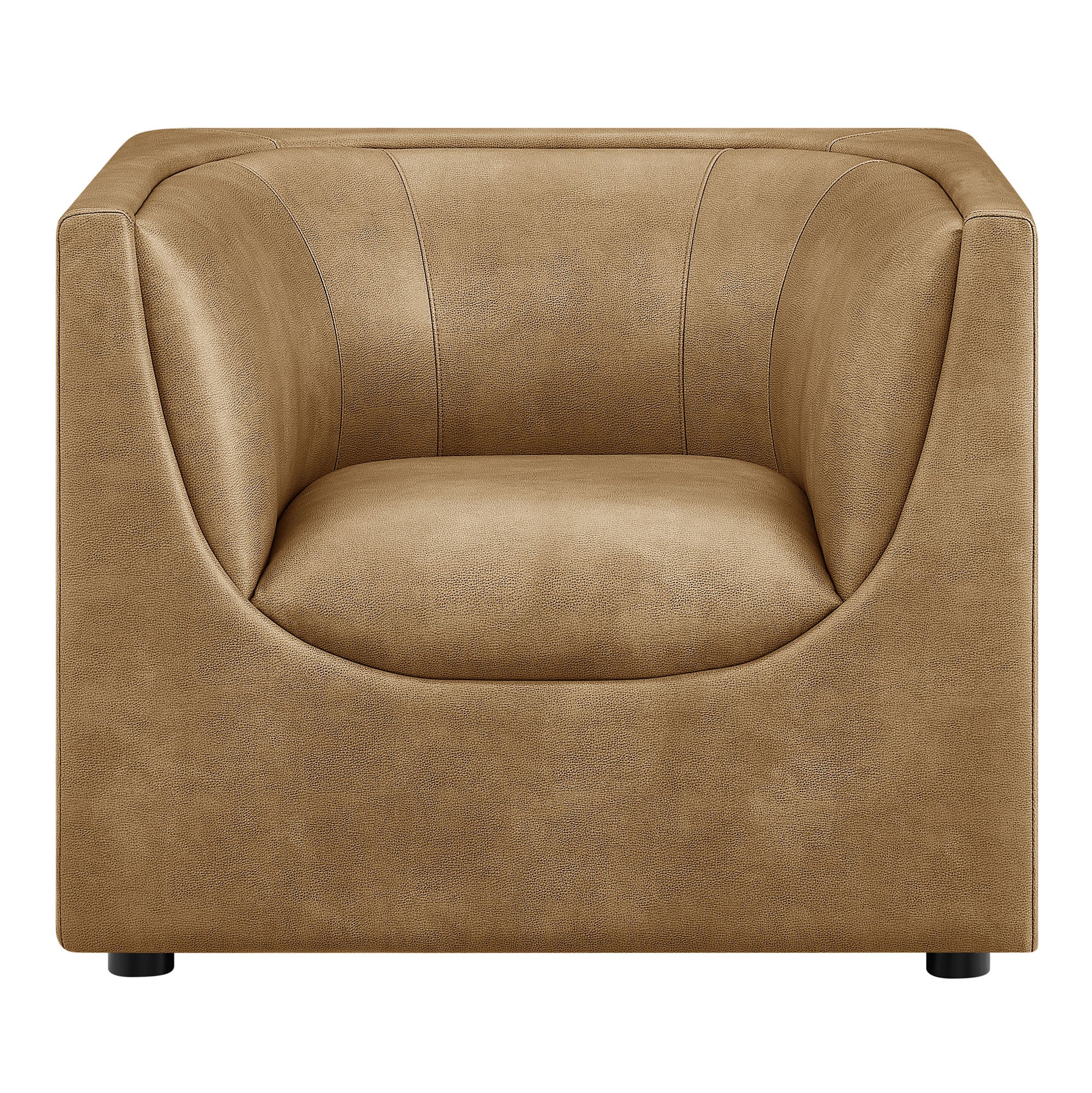 Hilda Curved Back Vegan Leather Armchair - Toast