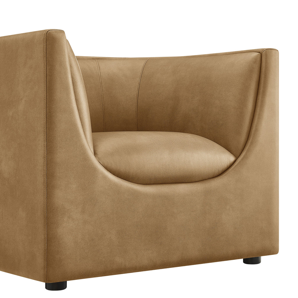 Hilda Curved Back Vegan Leather Armchair - Toast