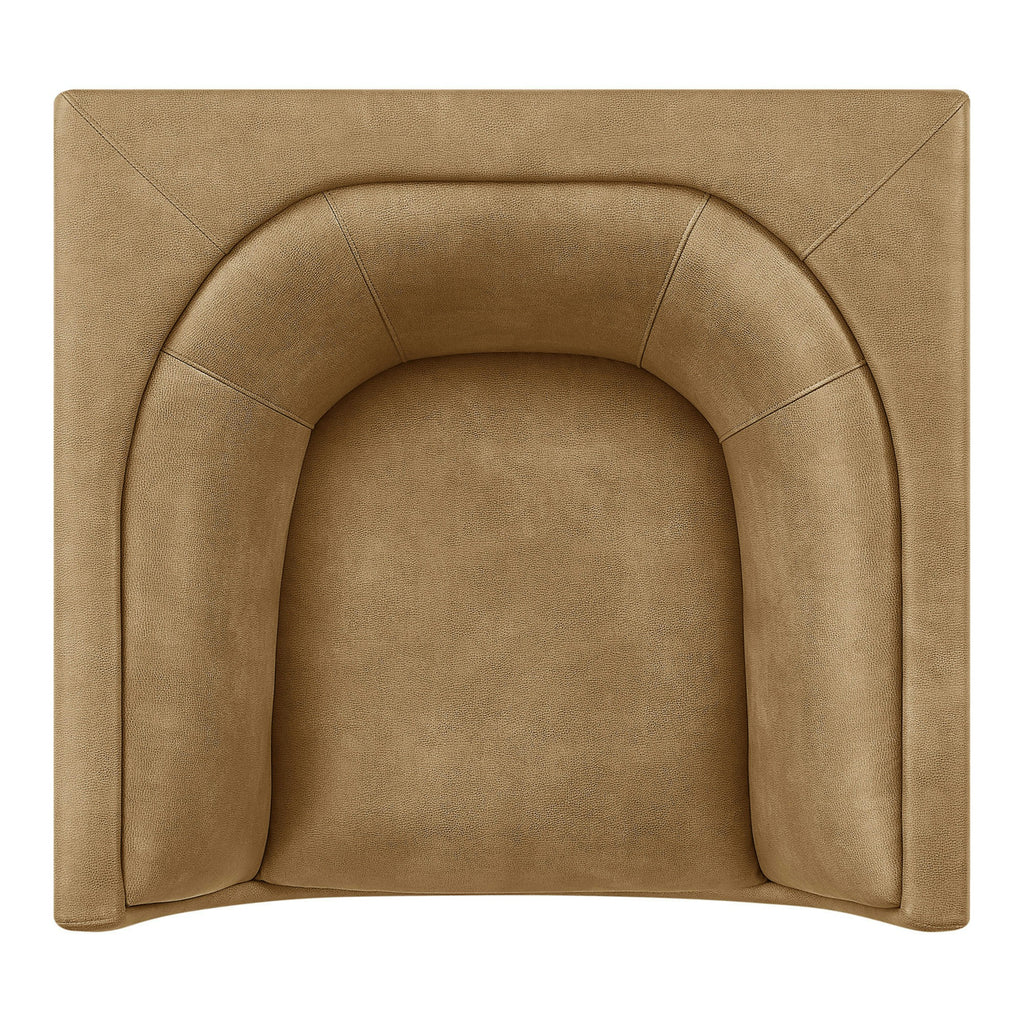 Hilda Curved Back Vegan Leather Armchair - Toast