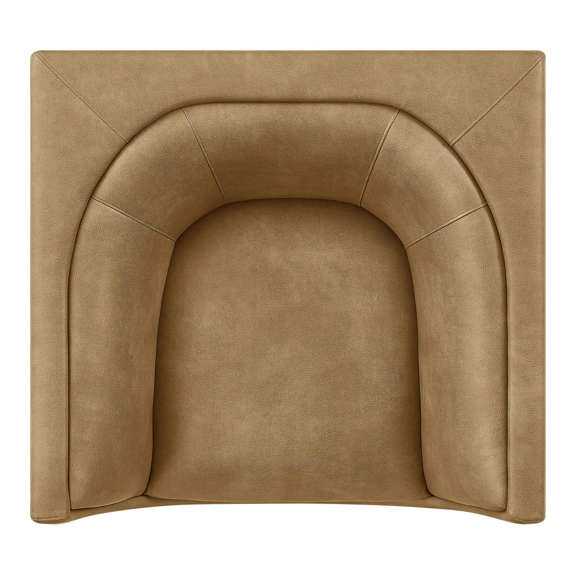 Hilda Curved Back Vegan Leather Armchair - Toast