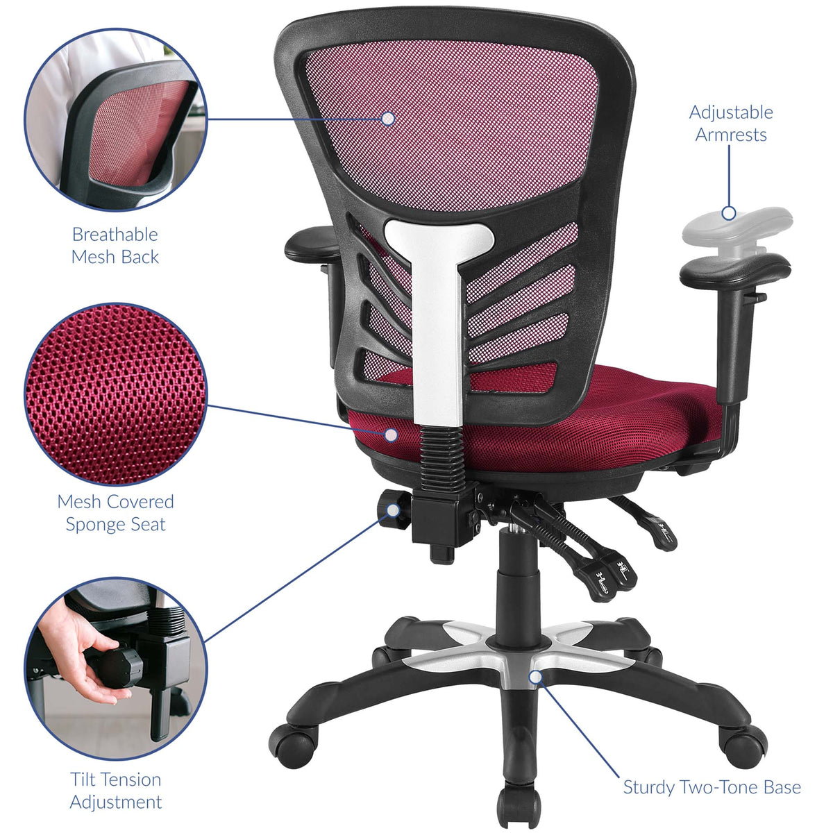 Articulate Mesh Office Chair - Red