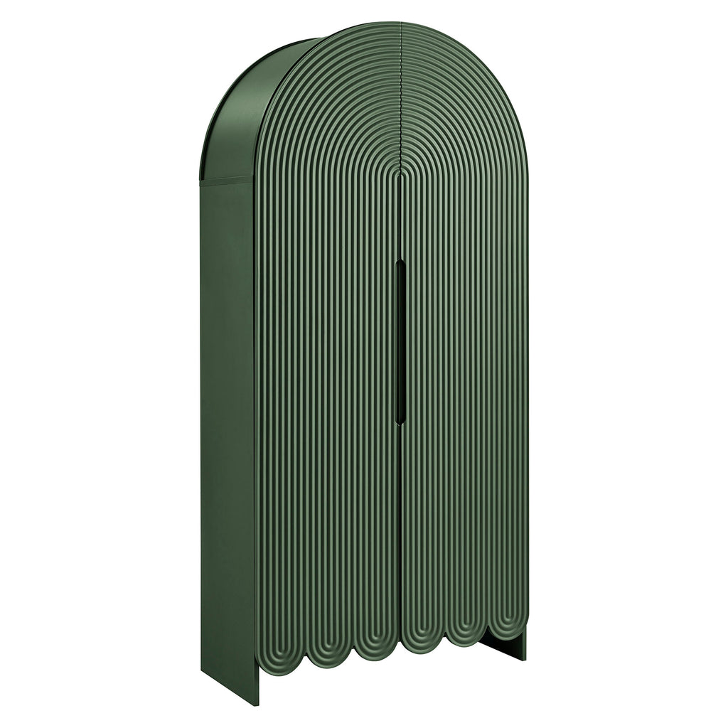 Dahlia 78 Inch Fluted and Scalloped Arched Storage Cabinet - Hunter Green