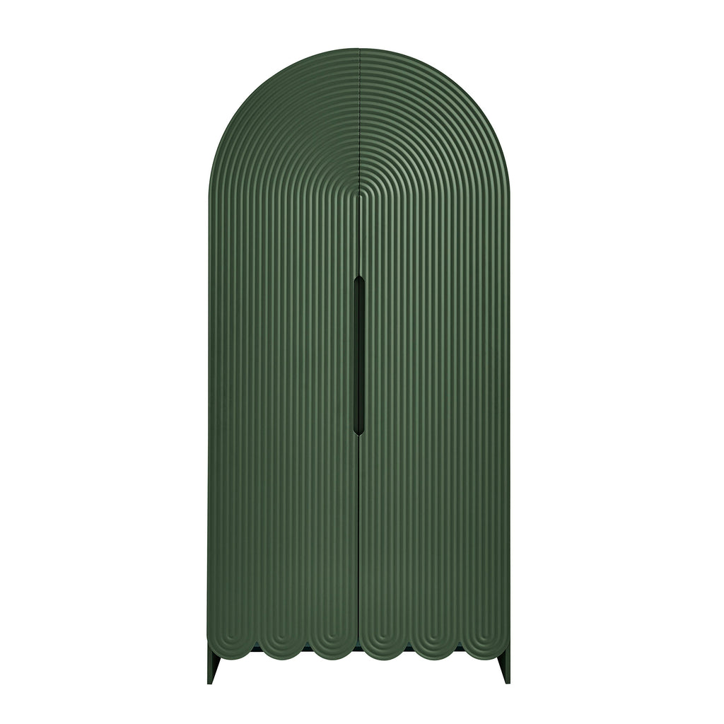 Dahlia 78 Inch Fluted and Scalloped Arched Storage Cabinet - Hunter Green