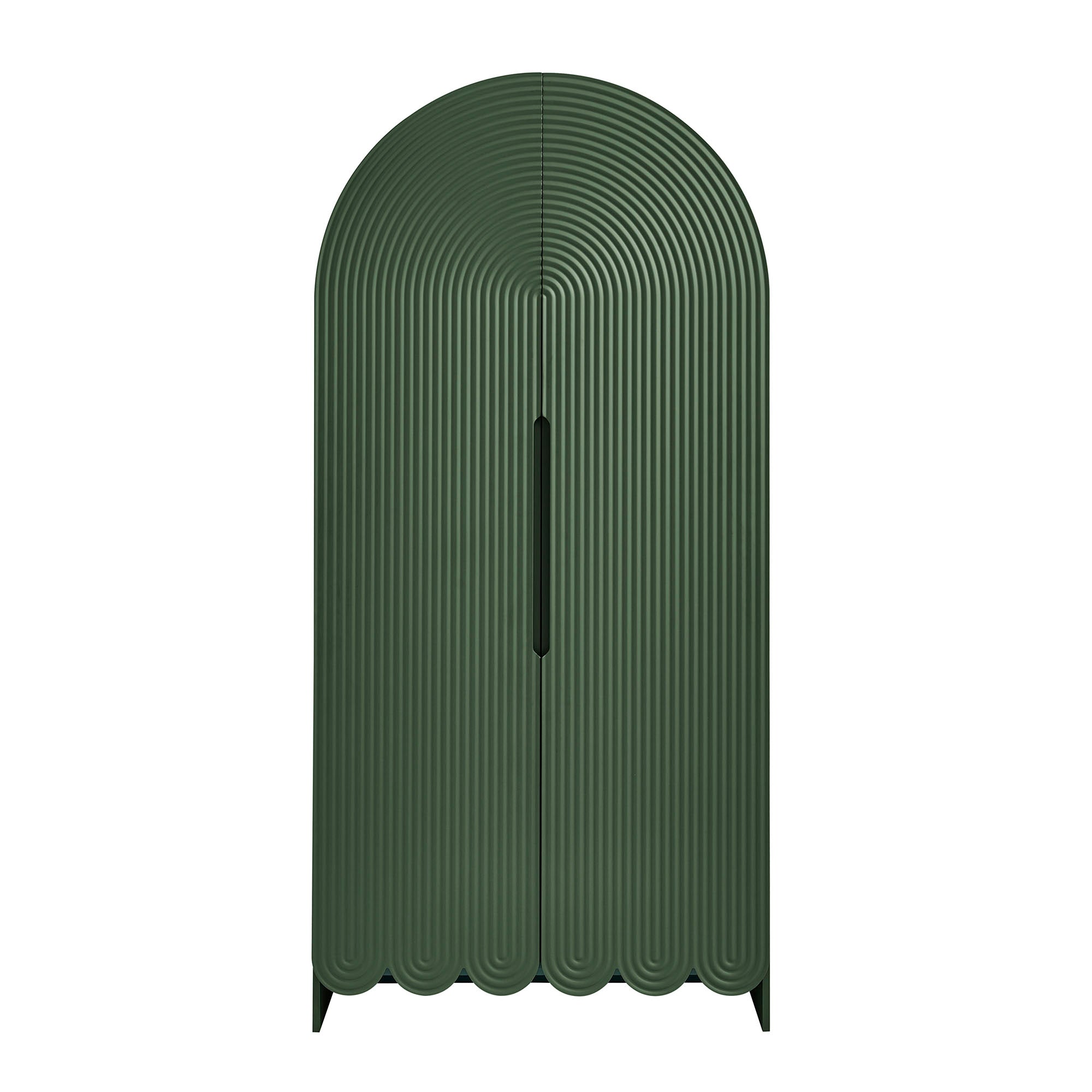 Dahlia 78 Inch Fluted and Scalloped Arched Storage Cabinet - Hunter Green