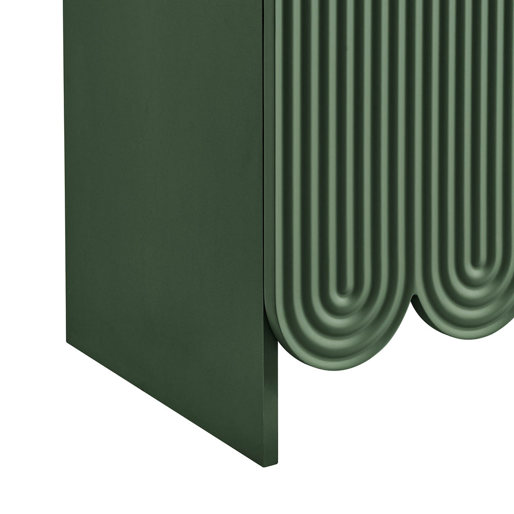 Dahlia 78 Inch Fluted and Scalloped Arched Storage Cabinet - Hunter Green