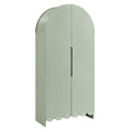 Dahlia 78 Inch Fluted and Scalloped Arched Storage Cabinet - Sage