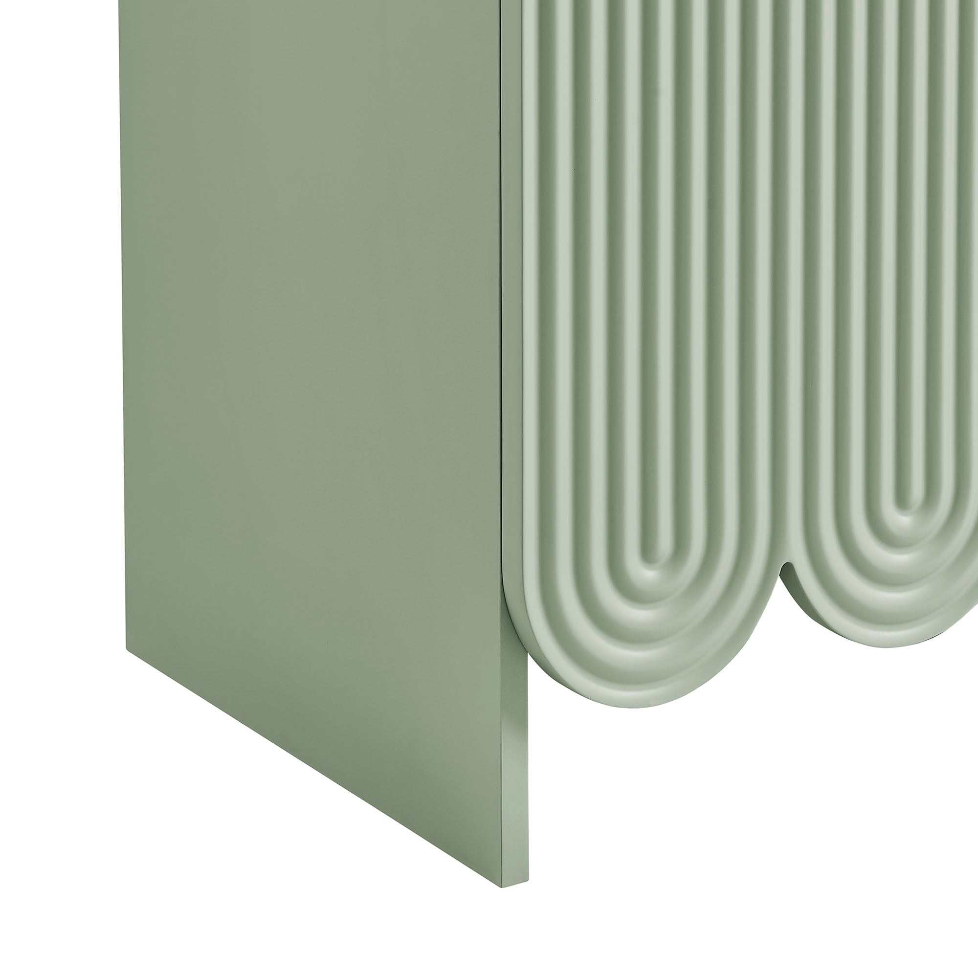 Dahlia 78 Inch Fluted and Scalloped Arched Storage Cabinet - Sage