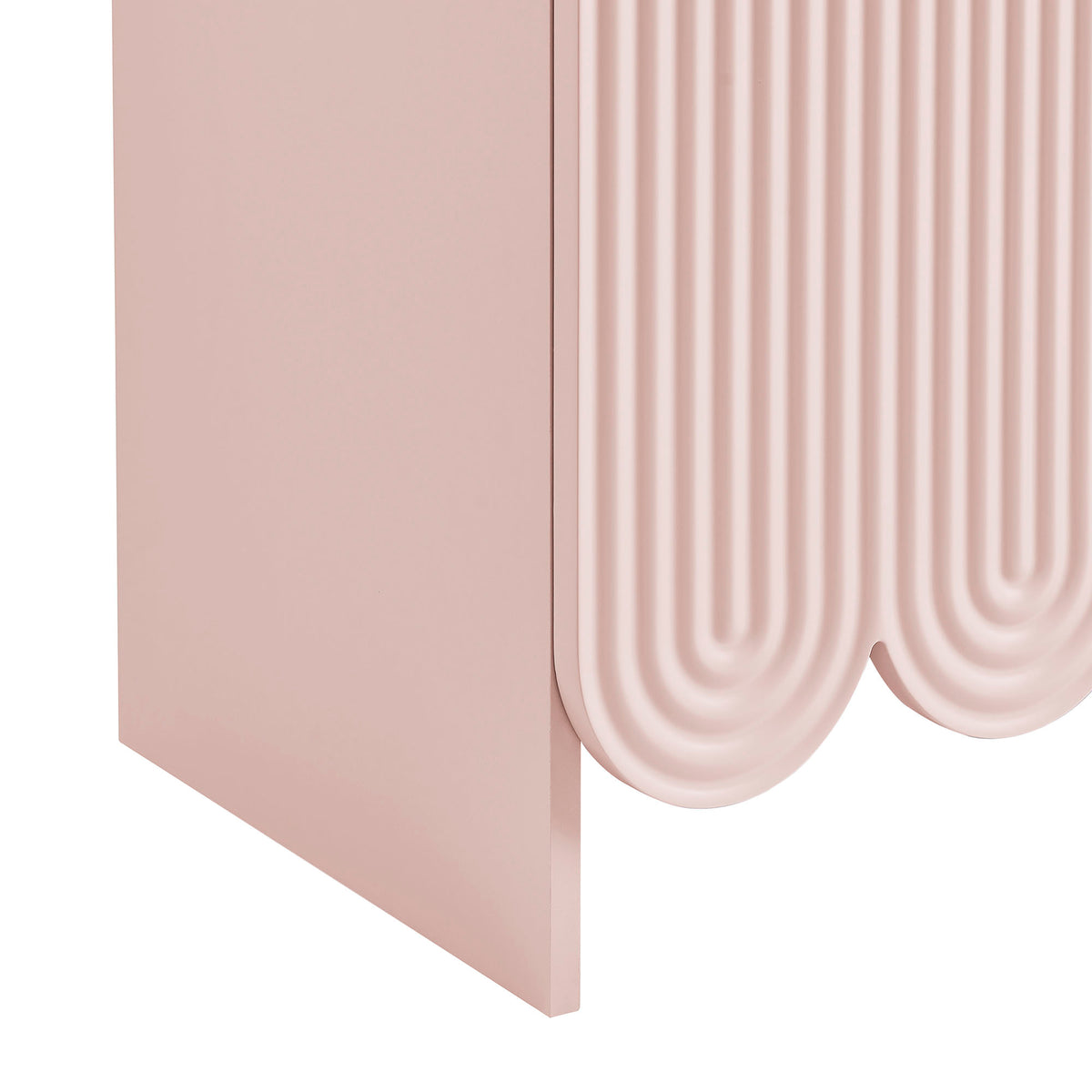 Dahlia 78 Inch Fluted and Scalloped Arched Storage Cabinet - Soft Pink