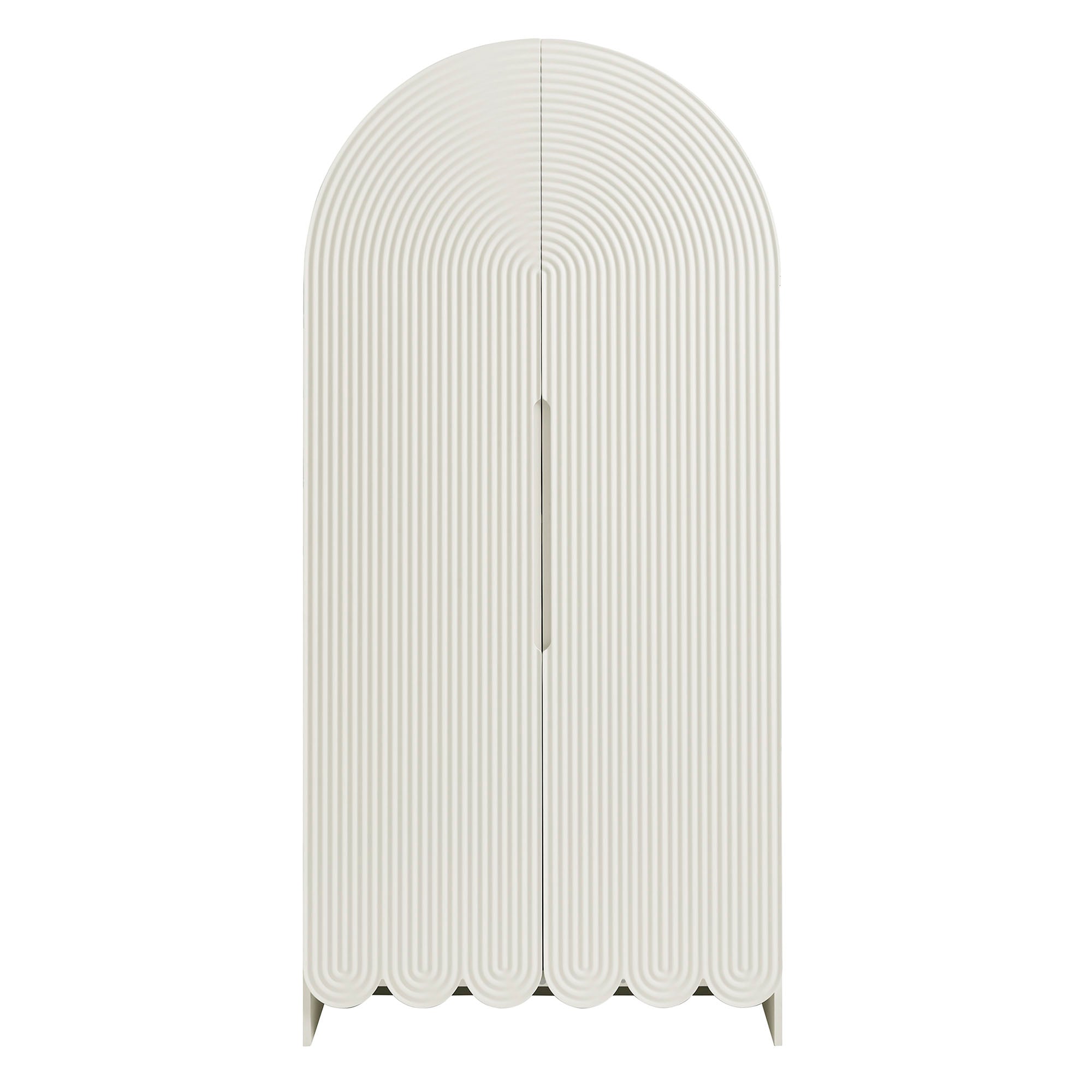 Dahlia 78 Inch Fluted and Scalloped Arched Storage Cabinet - White