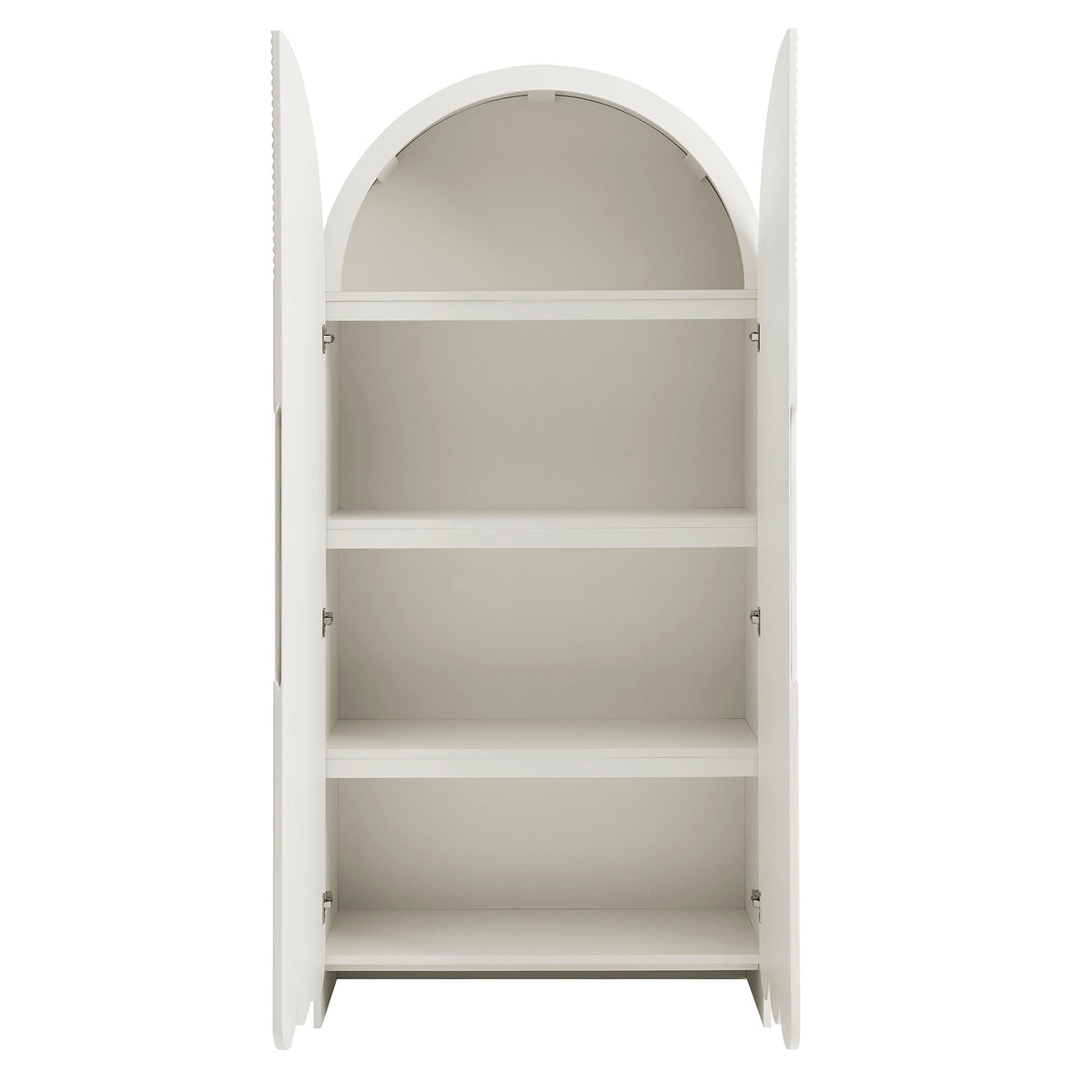 Dahlia 78 Inch Fluted and Scalloped Arched Storage Cabinet - White