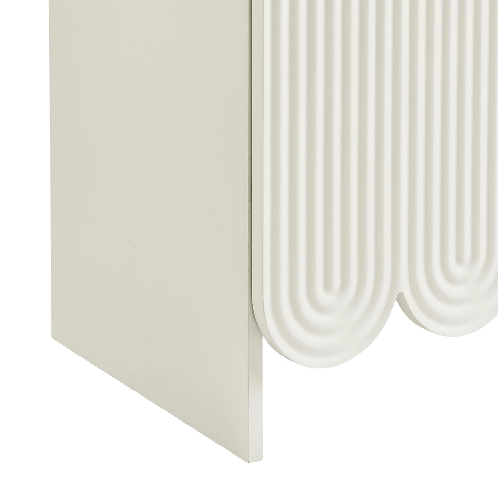Dahlia 78 Inch Fluted and Scalloped Arched Storage Cabinet - White