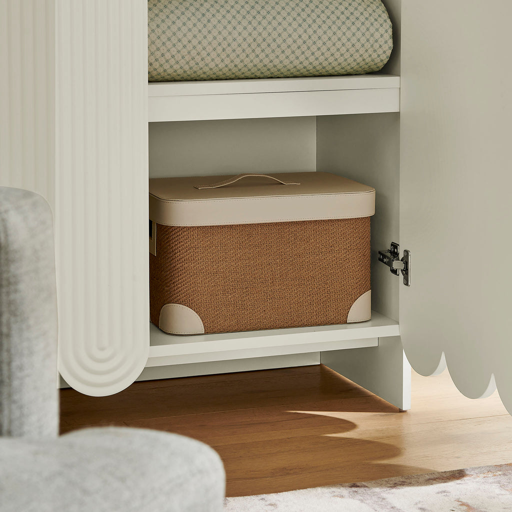 Dahlia 78 Inch Fluted and Scalloped Arched Storage Cabinet - White