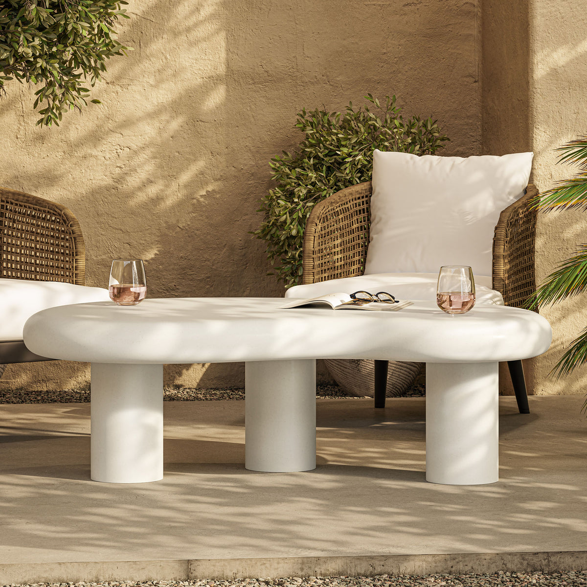 Elowen Outdoor Patio Coffee Table - White