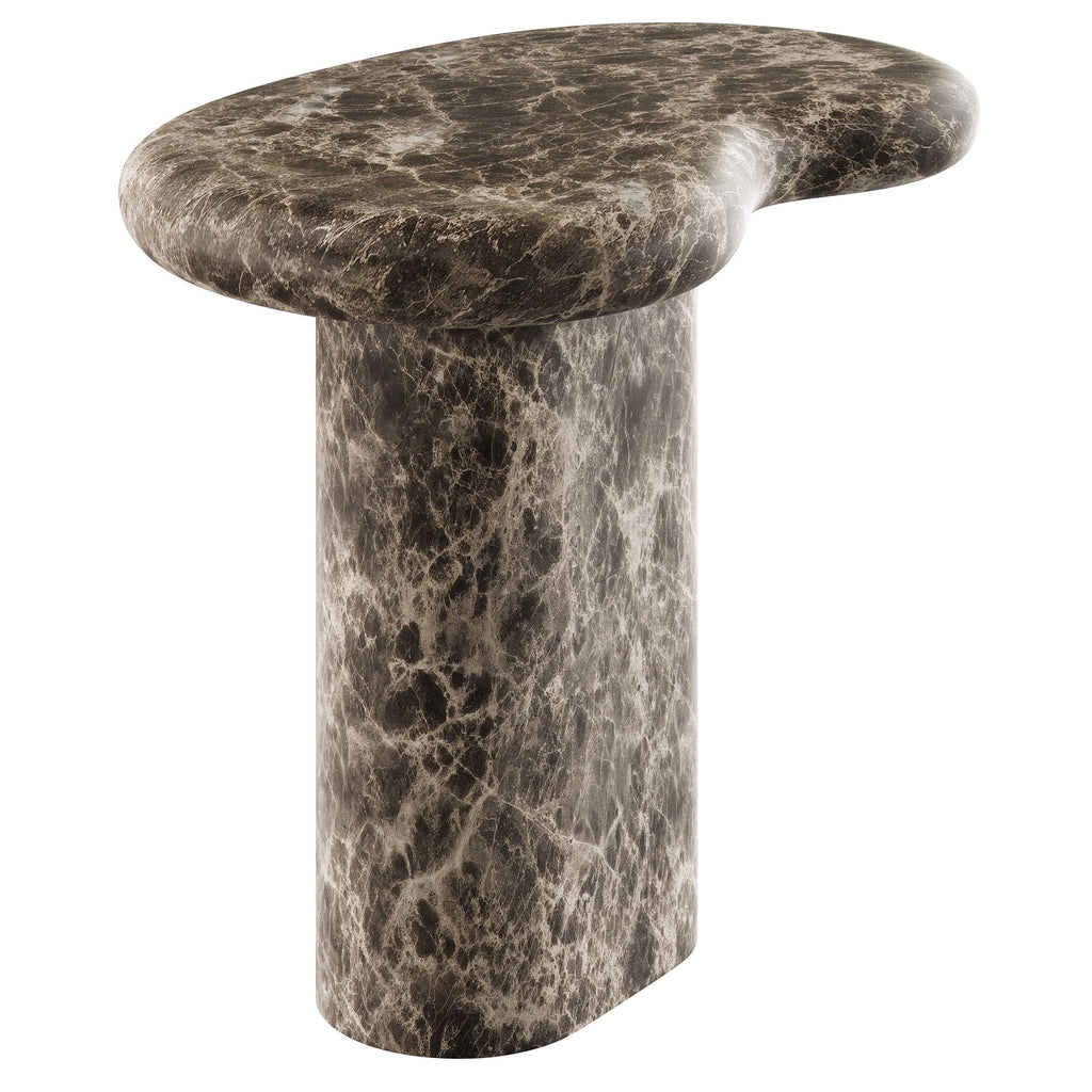Elowen Outdoor Patio Faux Marble Side Table - Dark Emperador Marble