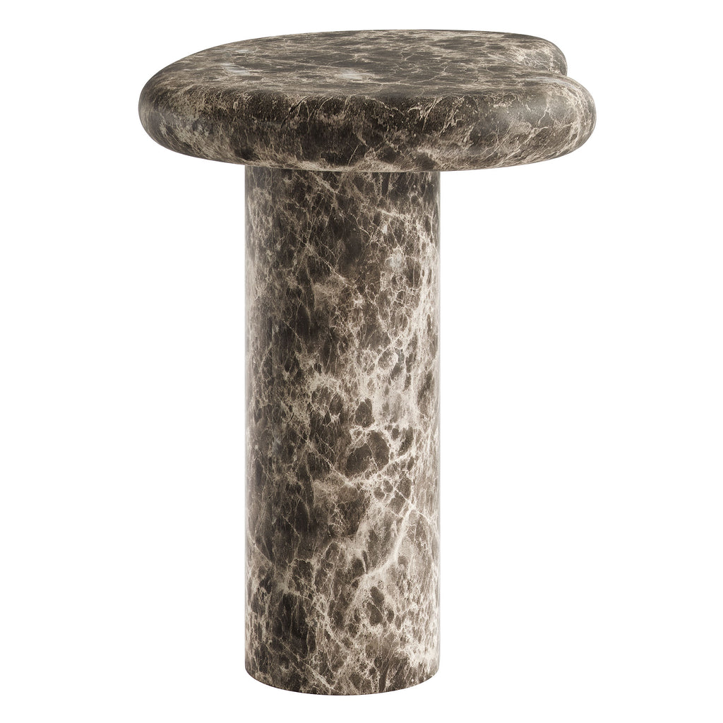 Elowen Outdoor Patio Faux Marble Side Table - Dark Emperador Marble