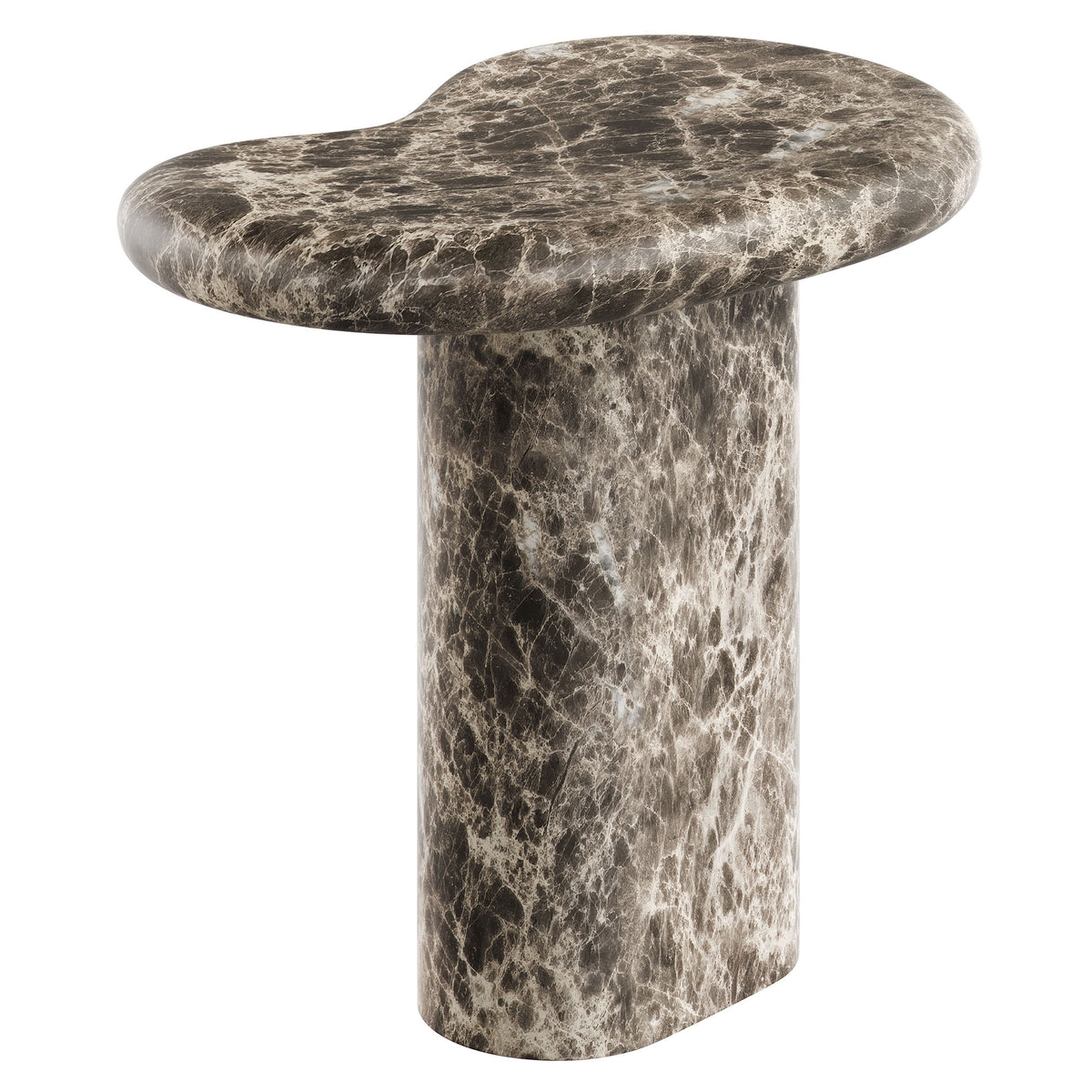 Elowen Outdoor Patio Faux Marble Side Table - Dark Emperador Marble