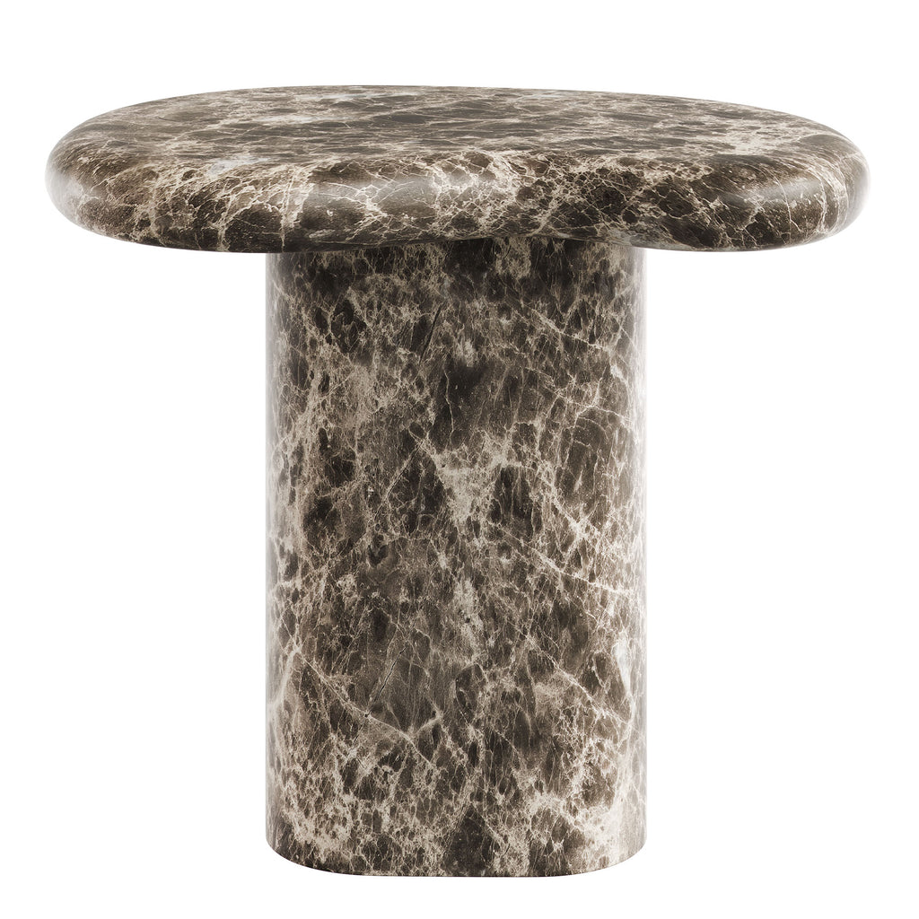 Elowen Outdoor Patio Faux Marble Side Table - Dark Emperador Marble