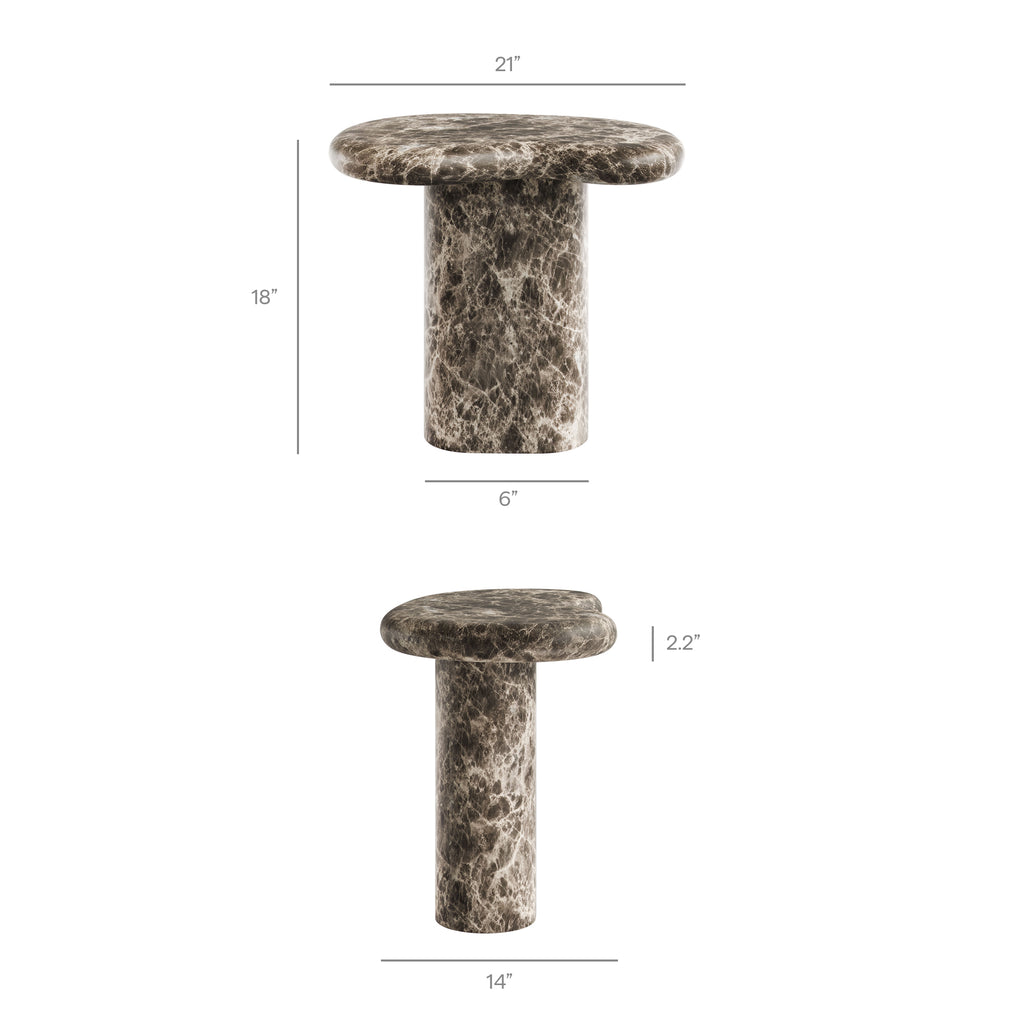 Elowen Outdoor Patio Faux Marble Side Table - Dark Emperador Marble