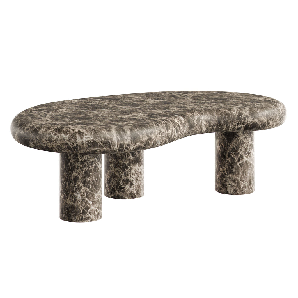 Elowen Outdoor Patio Faux Marble Coffee Table - Dark Emperador Marble