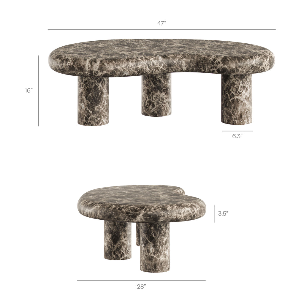 Elowen Outdoor Patio Faux Marble Coffee Table - Dark Emperador Marble