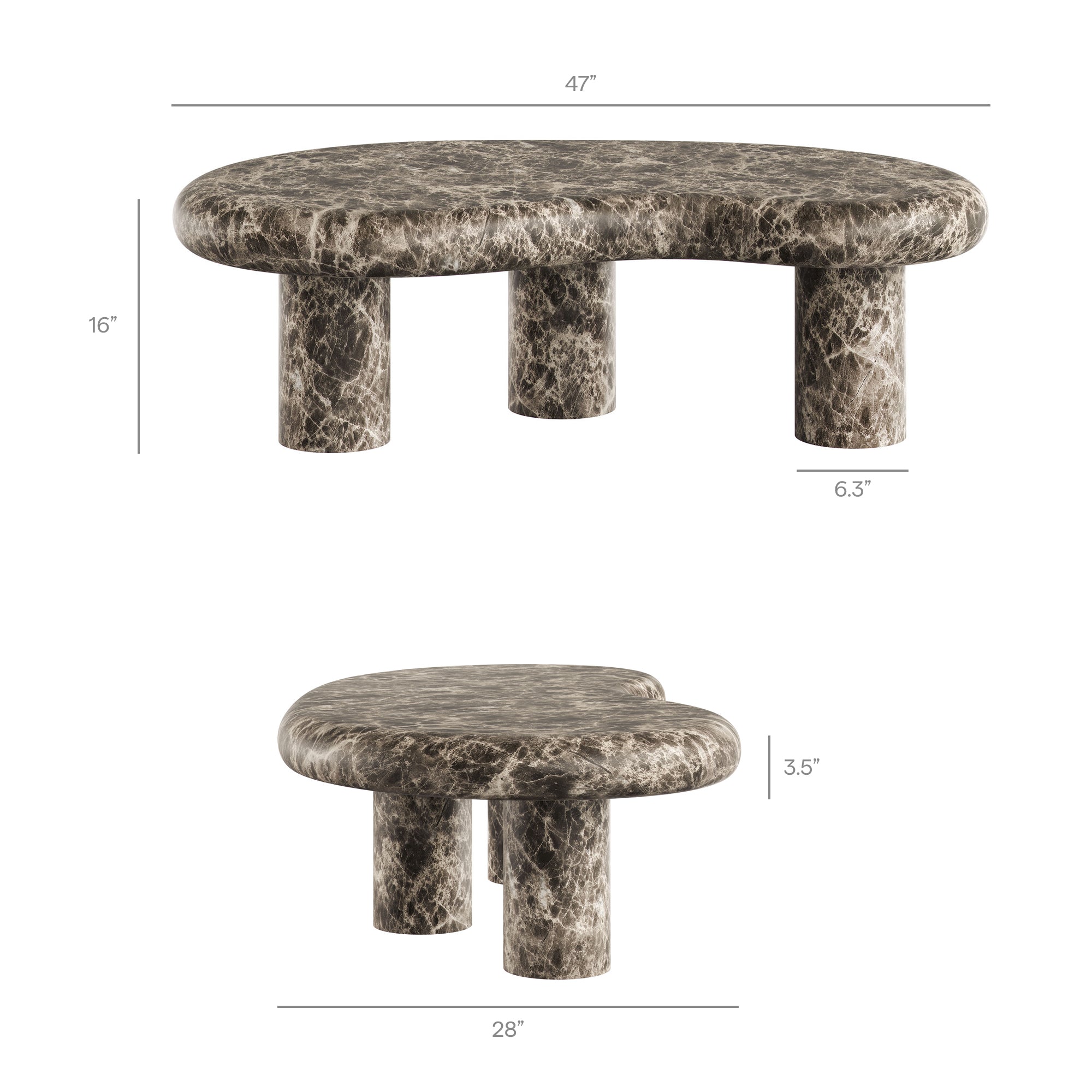 Elowen Outdoor Patio Faux Marble Coffee Table - Dark Emperador Marble