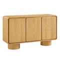 Lumo 3-Door Curved Wood Accent Cabinet - Oak