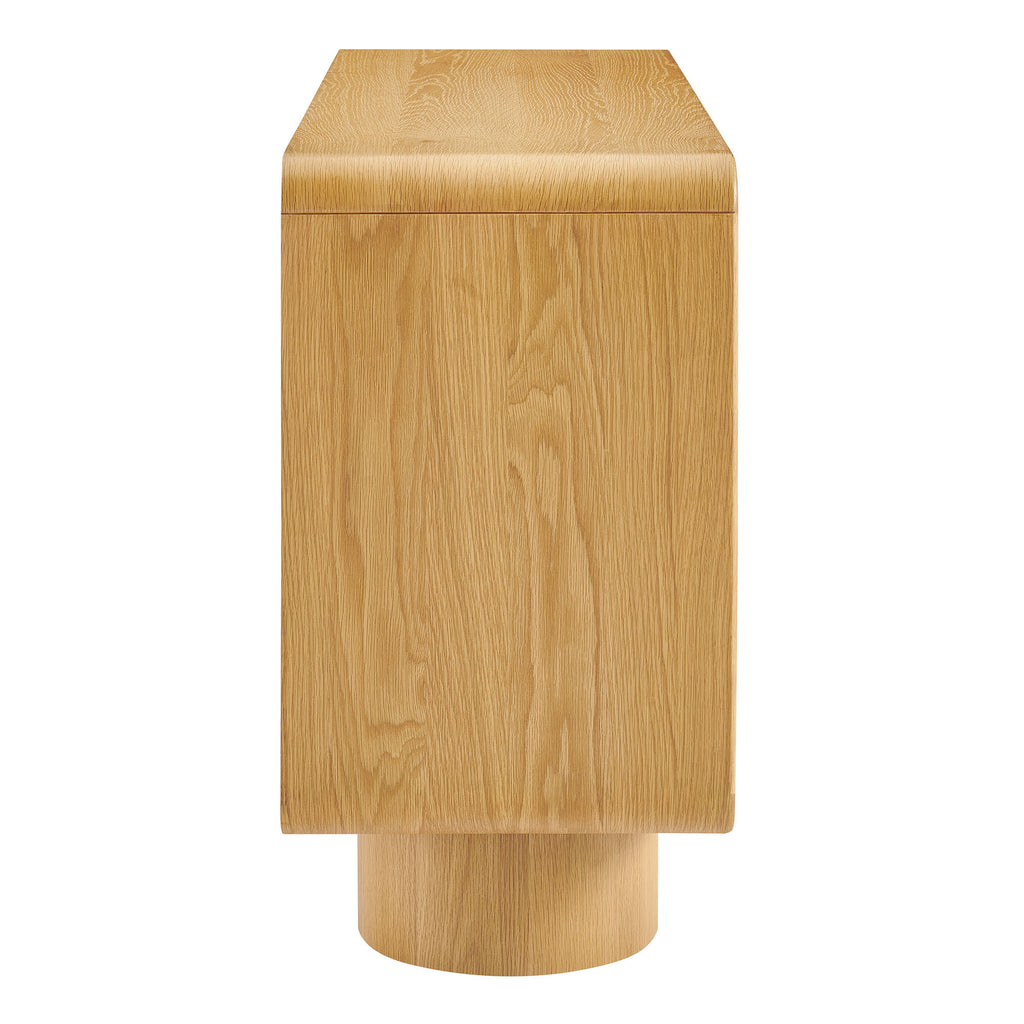 Lumo 3-Door Curved Wood Accent Cabinet - Oak
