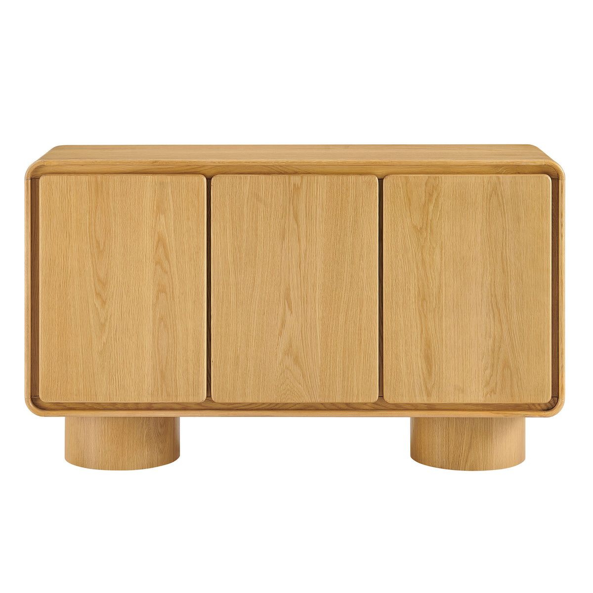 Lumo 3-Door Curved Wood Accent Cabinet - Oak