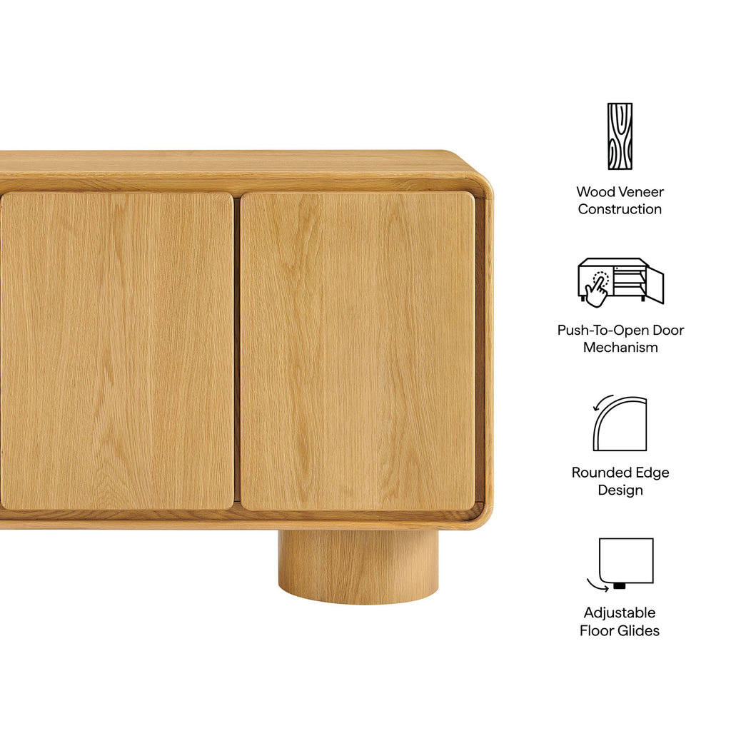 Lumo 3-Door Curved Wood Accent Cabinet - Oak