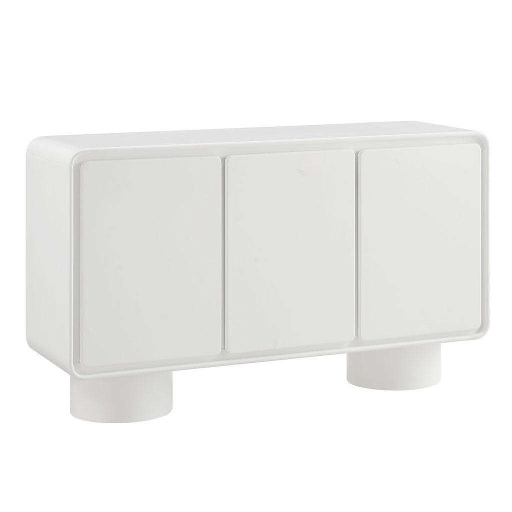 Lumo 3-Door Curved Wood Accent Cabinet - White