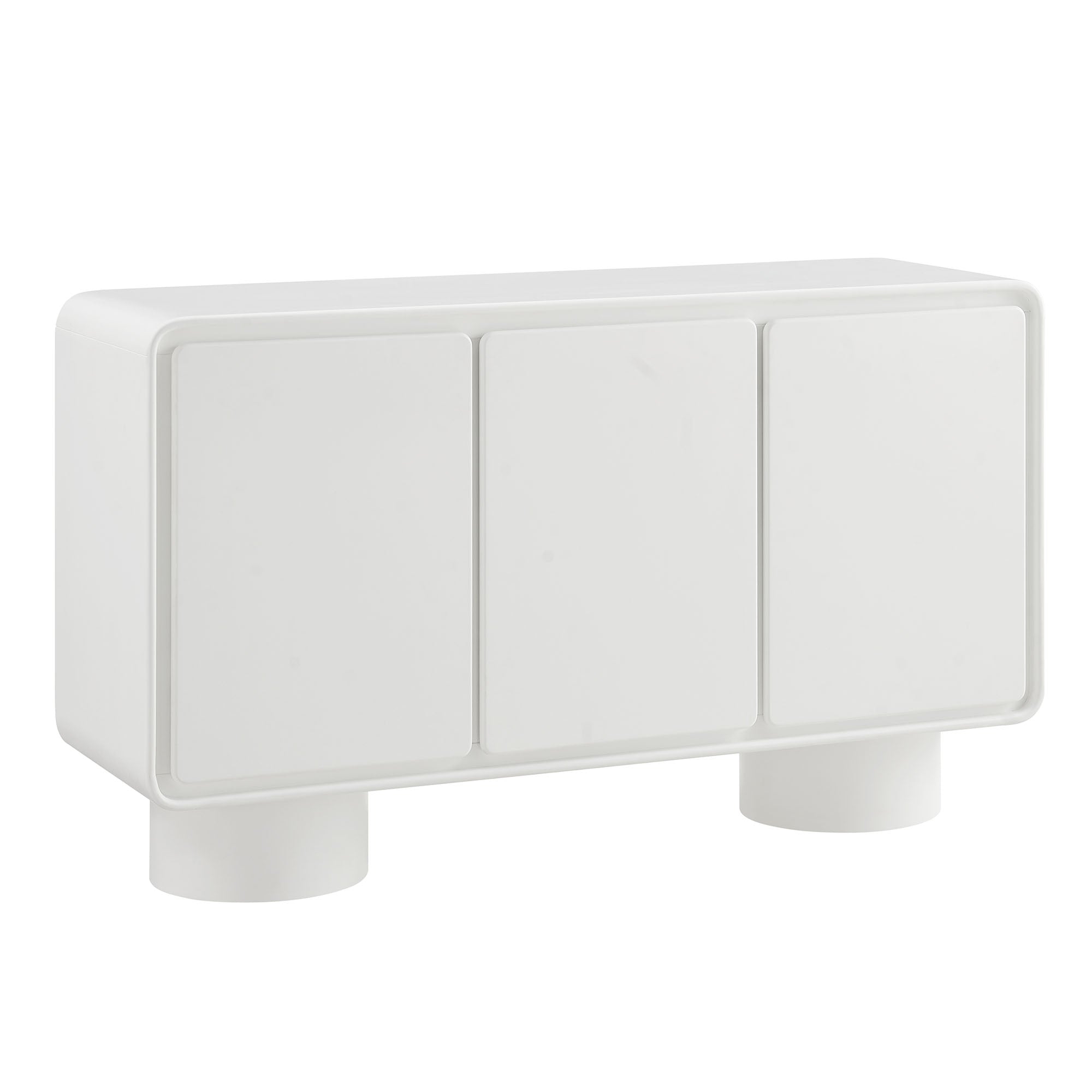 Lumo 3-Door Curved Wood Accent Cabinet - White