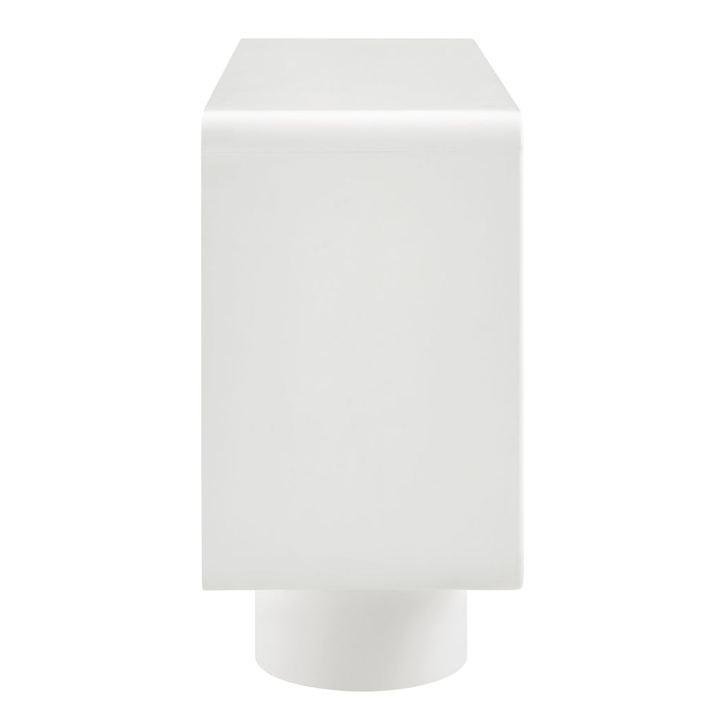 Lumo 3-Door Curved Wood Accent Cabinet - White